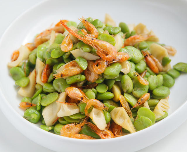 【食材包操作说明】笋丁河虾春蚕豆的做法
