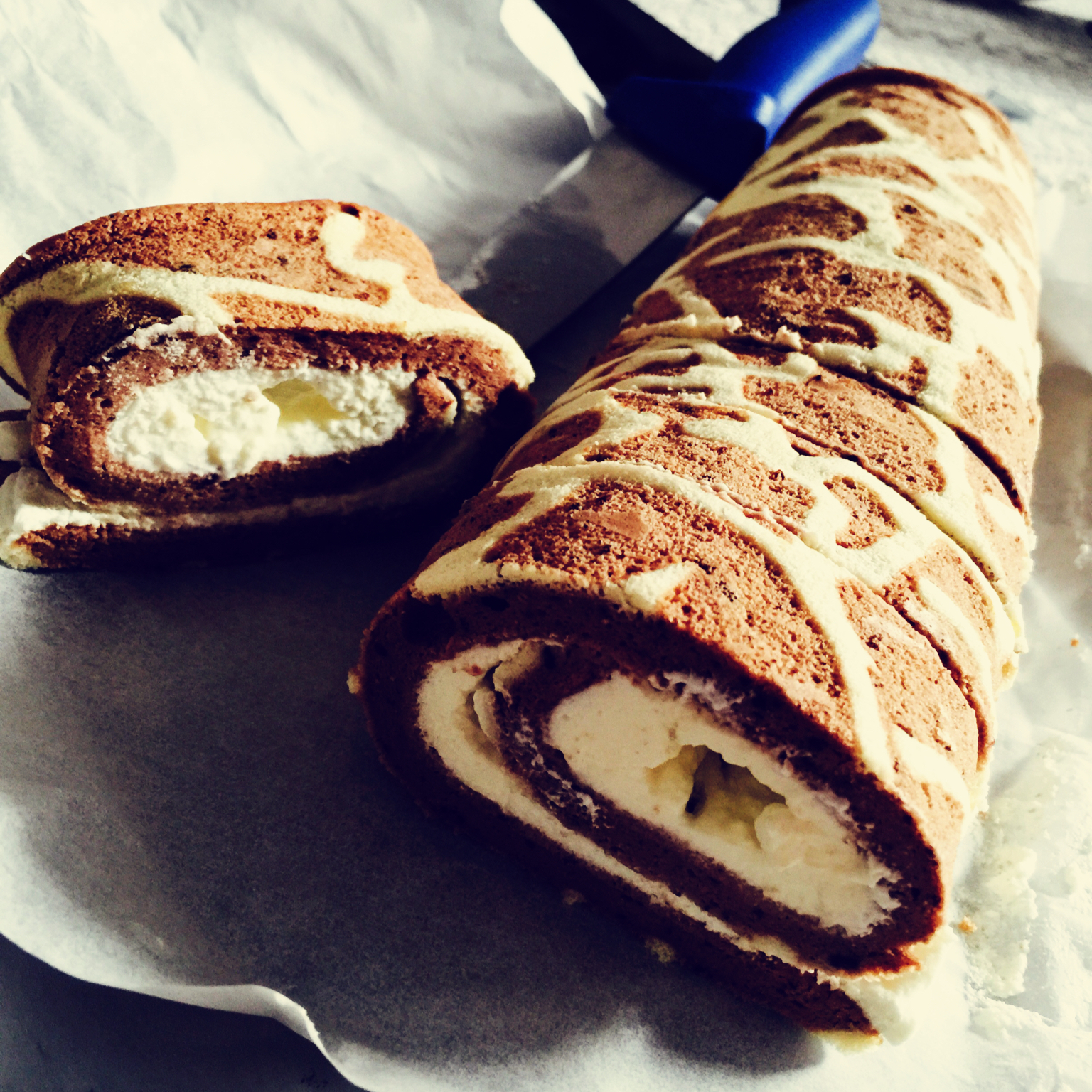 长颈鹿花纹奶油蛋糕卷——朴素的蛋糕卷也生动形象了哦