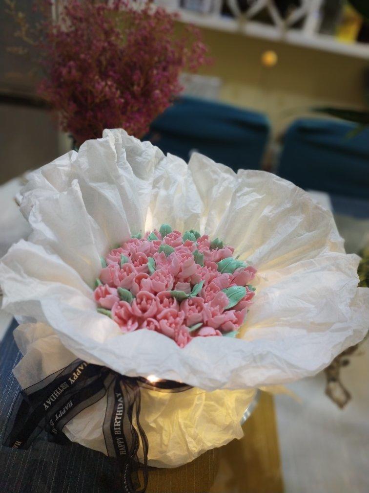 梦幻花束蛋糕简易版奶油霜制作