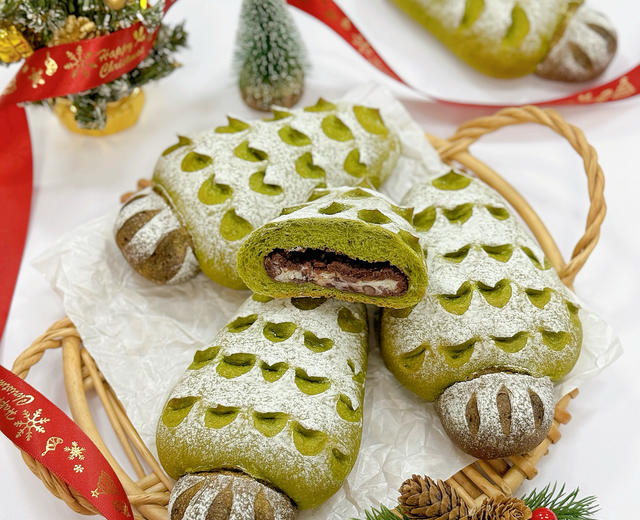 圣诞树面包⛄️抹茶红豆乳酪面包🧣的做法