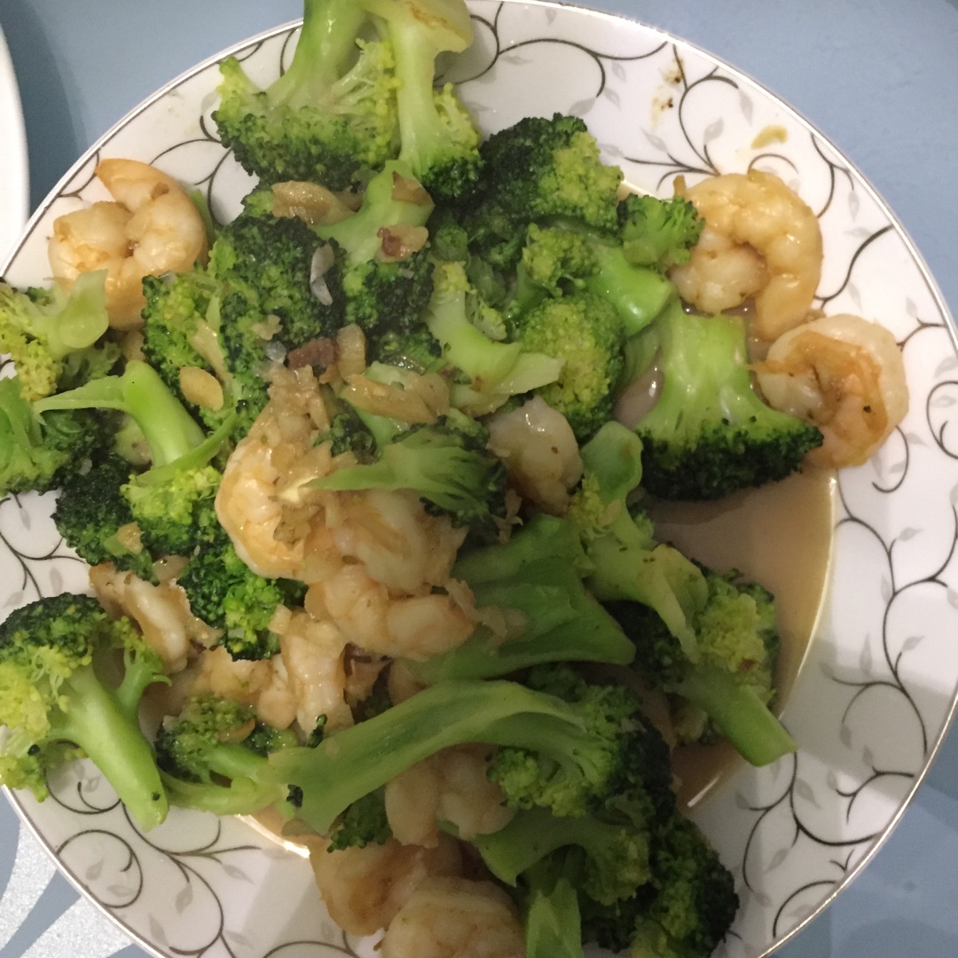 蒜蓉西兰花炒虾仁