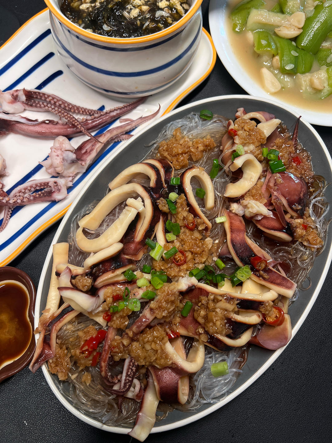 蒜蓉粉丝蒸鱿鱼海钓大管