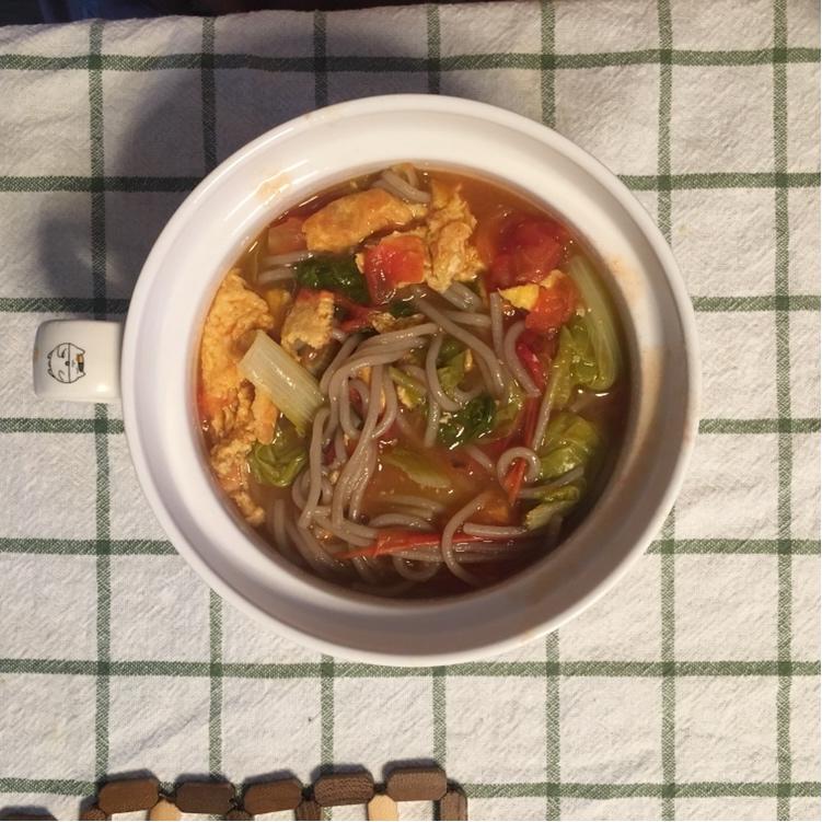 西红柿鸡蛋豆腐荞麦面【减脂餐】