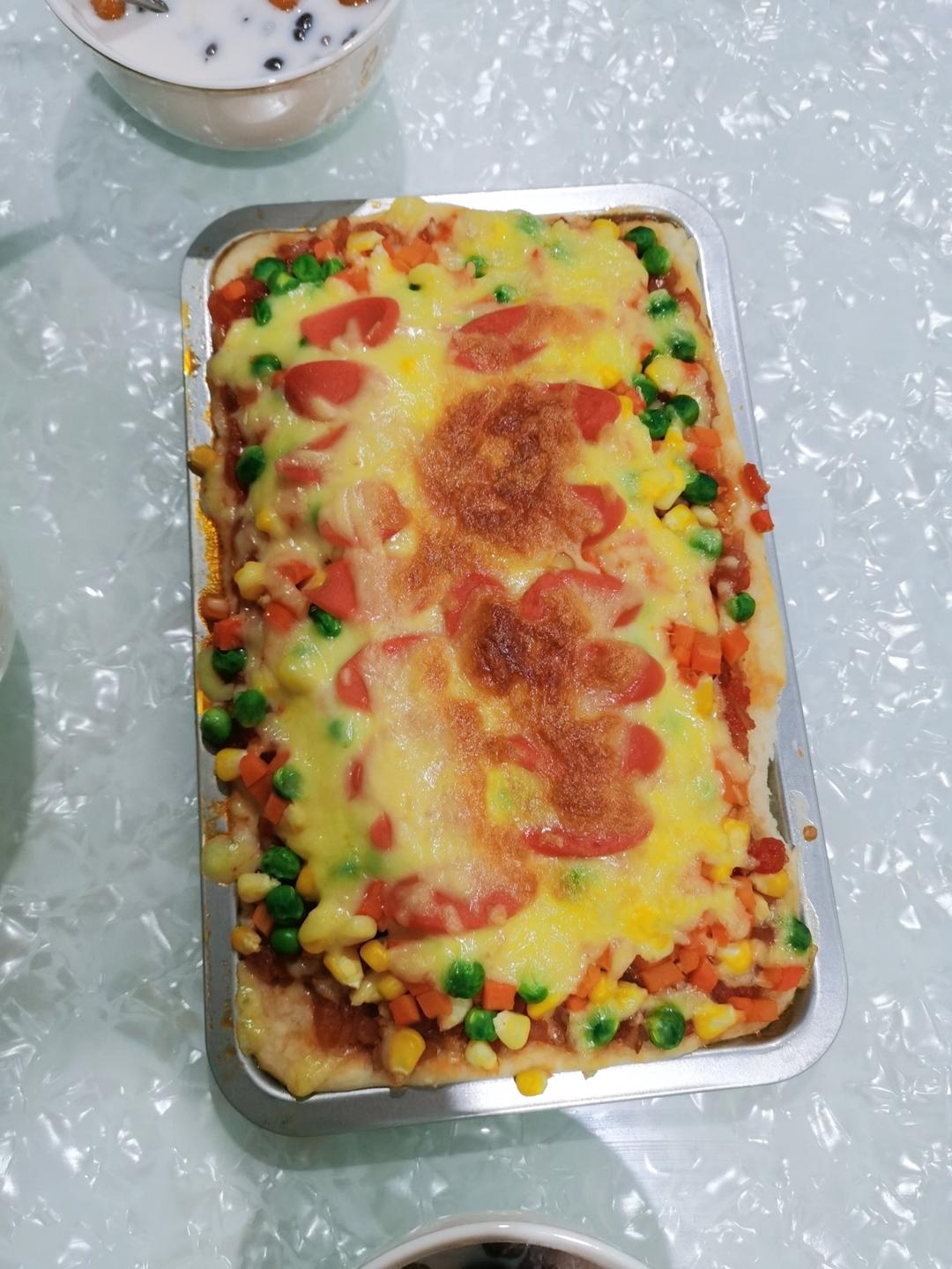 自制鸡肉披萨🍕比外面好吃百倍❗️超级拉丝❗️