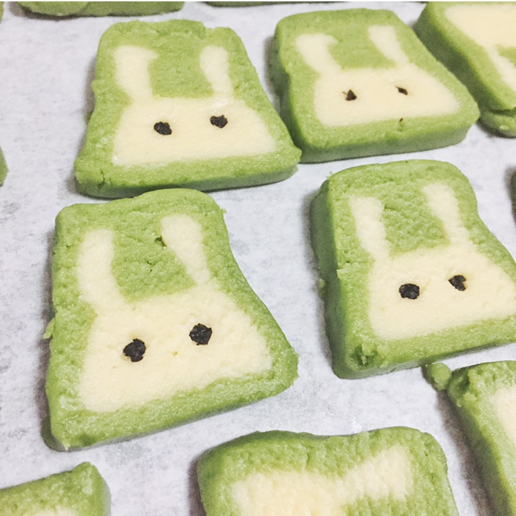抹茶兔兔曲奇（比熊猫简单！超详细实物图+超良心手绘图）