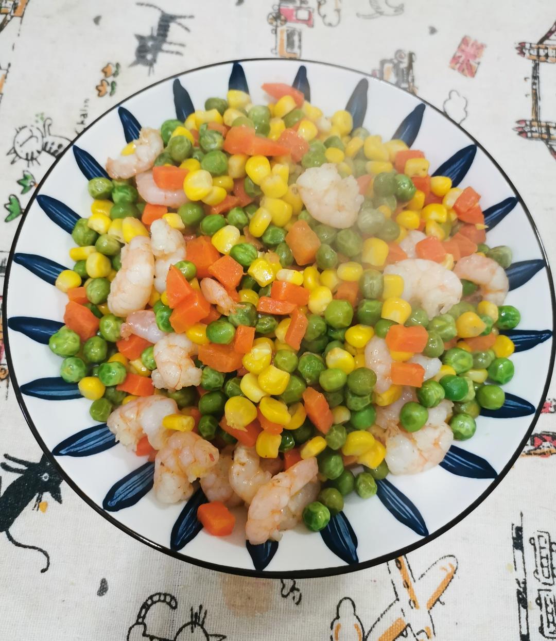 营养餐💯虾仁炒青豆玉米粒