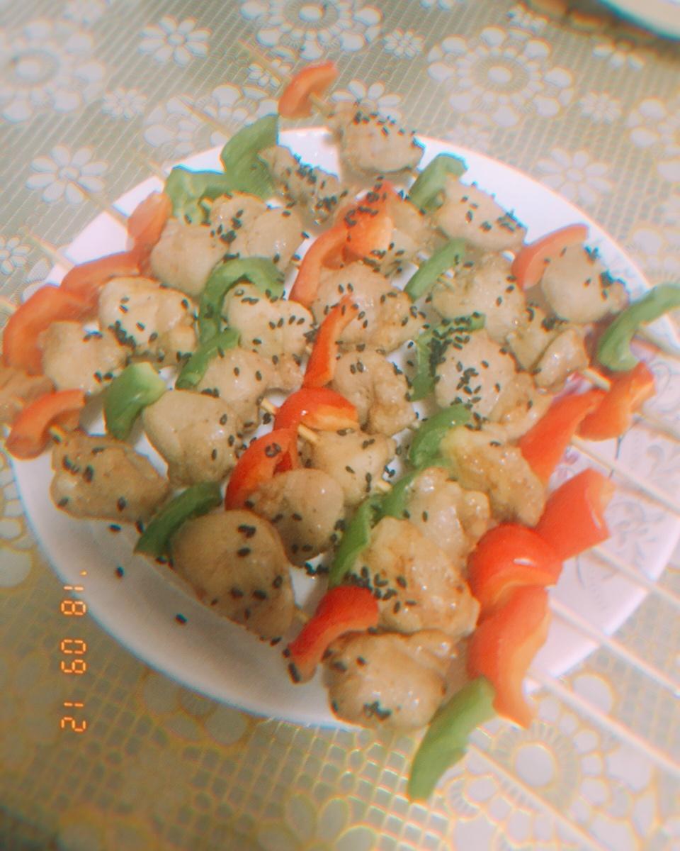 烤彩椒鸡肉串#烤箱R025#