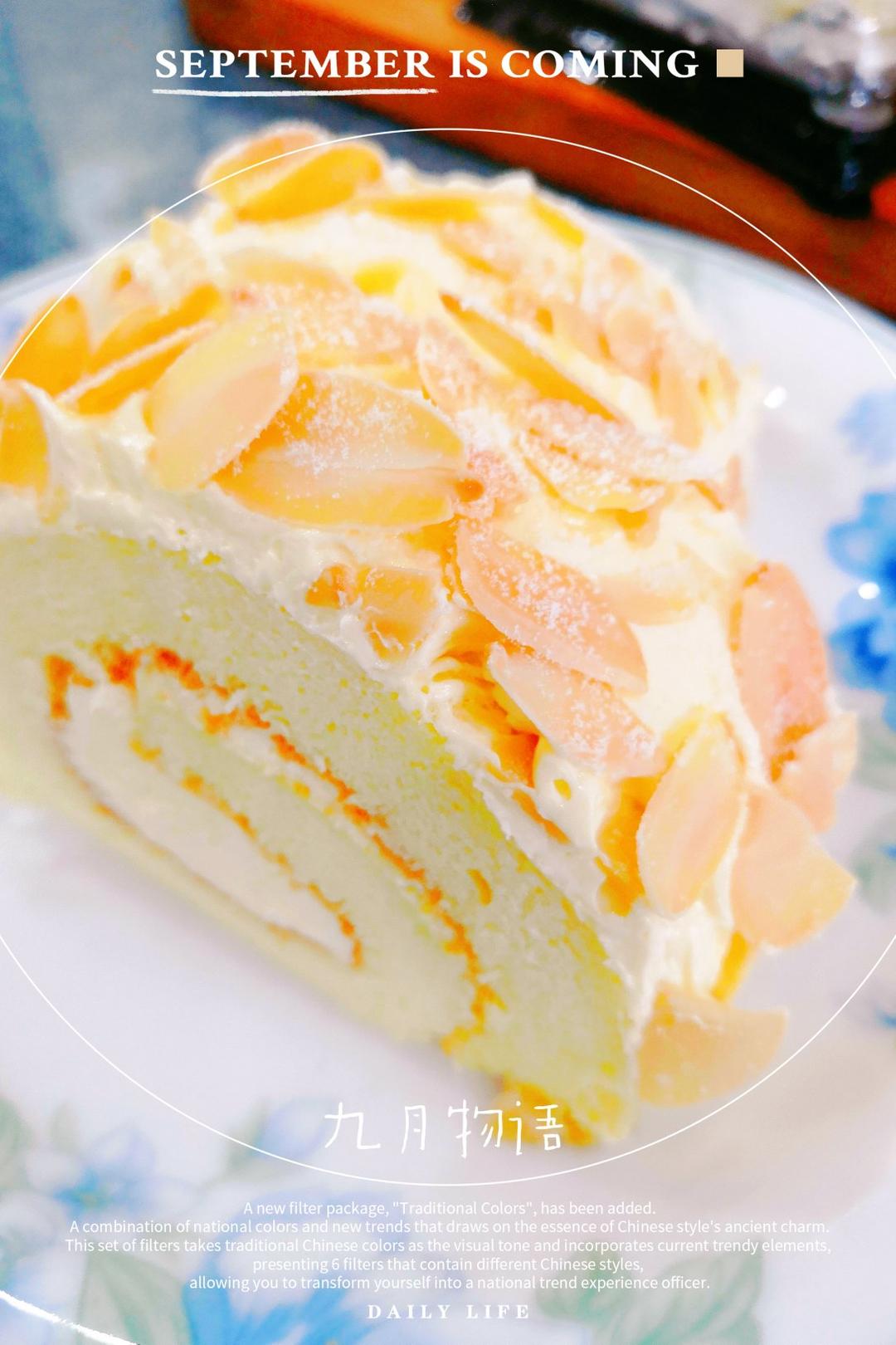 咸甜香软～【杏仁咸奶油蛋糕卷】