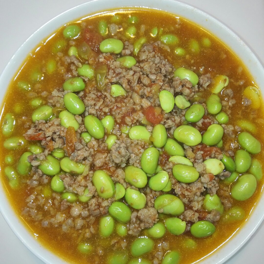 肉末番茄烧毛豆