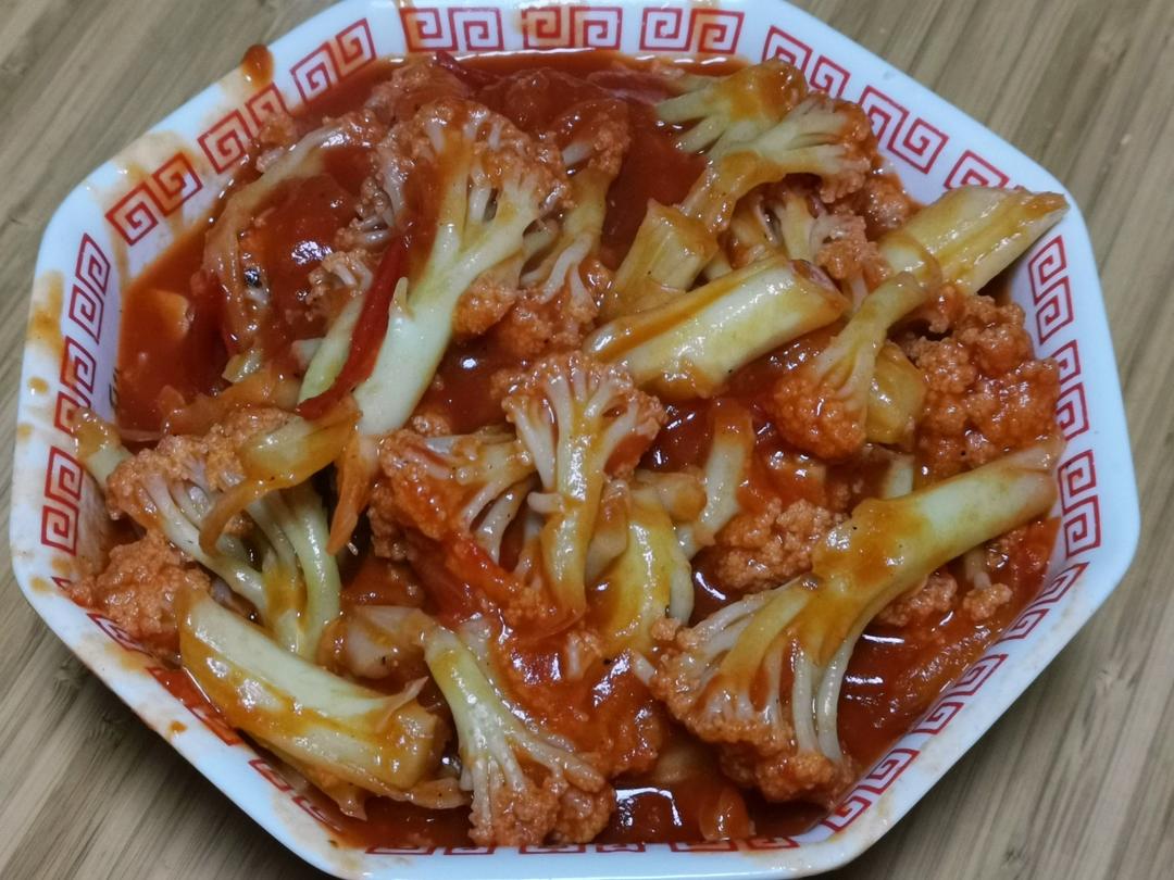 西红柿炒菜花（夏季开胃菜）
