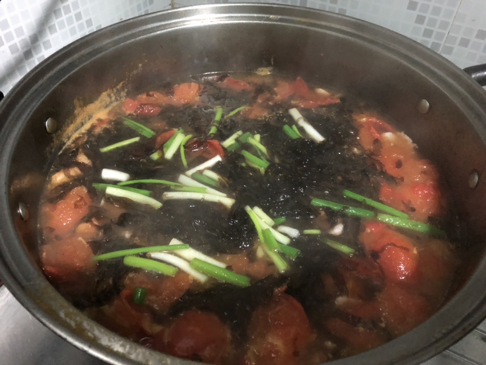 西红柿紫菜肉片汤的做法