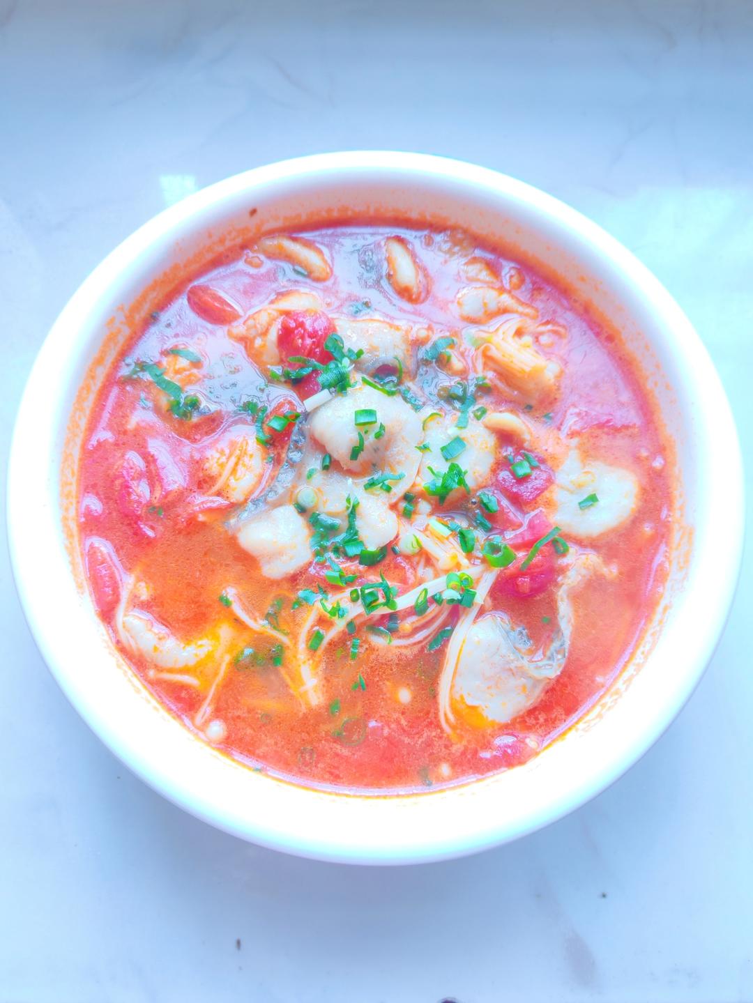 金针菇番茄鱼片汤