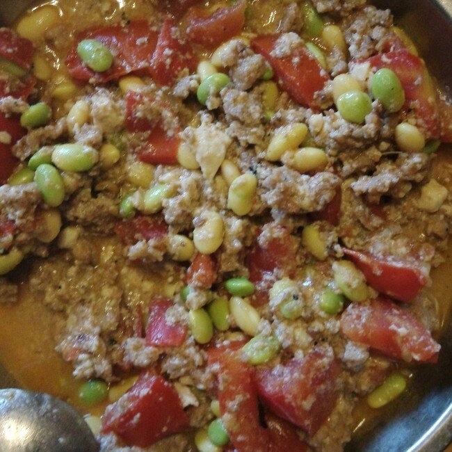 肉末番茄烧毛豆