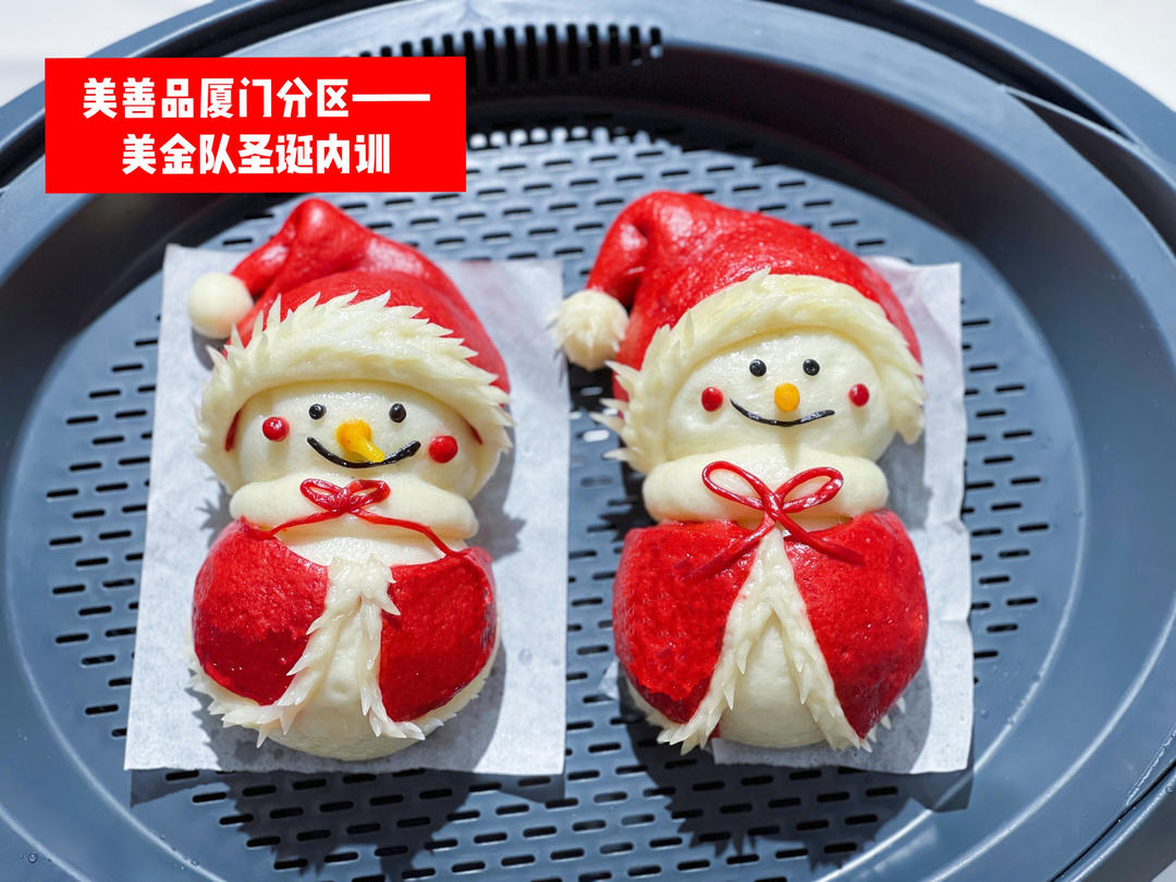圣诞雪人卡通馒头系列（三）~带红斗篷的雪人