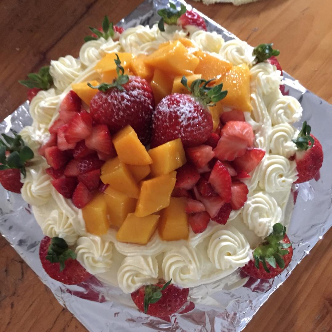 【零失败】不会裱花没关系的水果裸蛋糕 芒果裸蛋糕 完美戚风胚