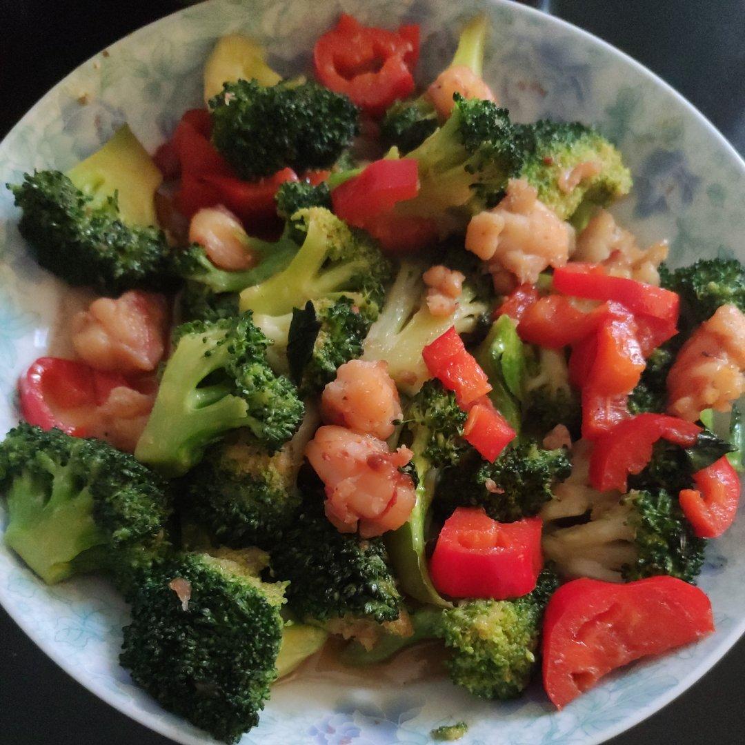 低脂低卡减脂餐～黑椒虾仁西兰花