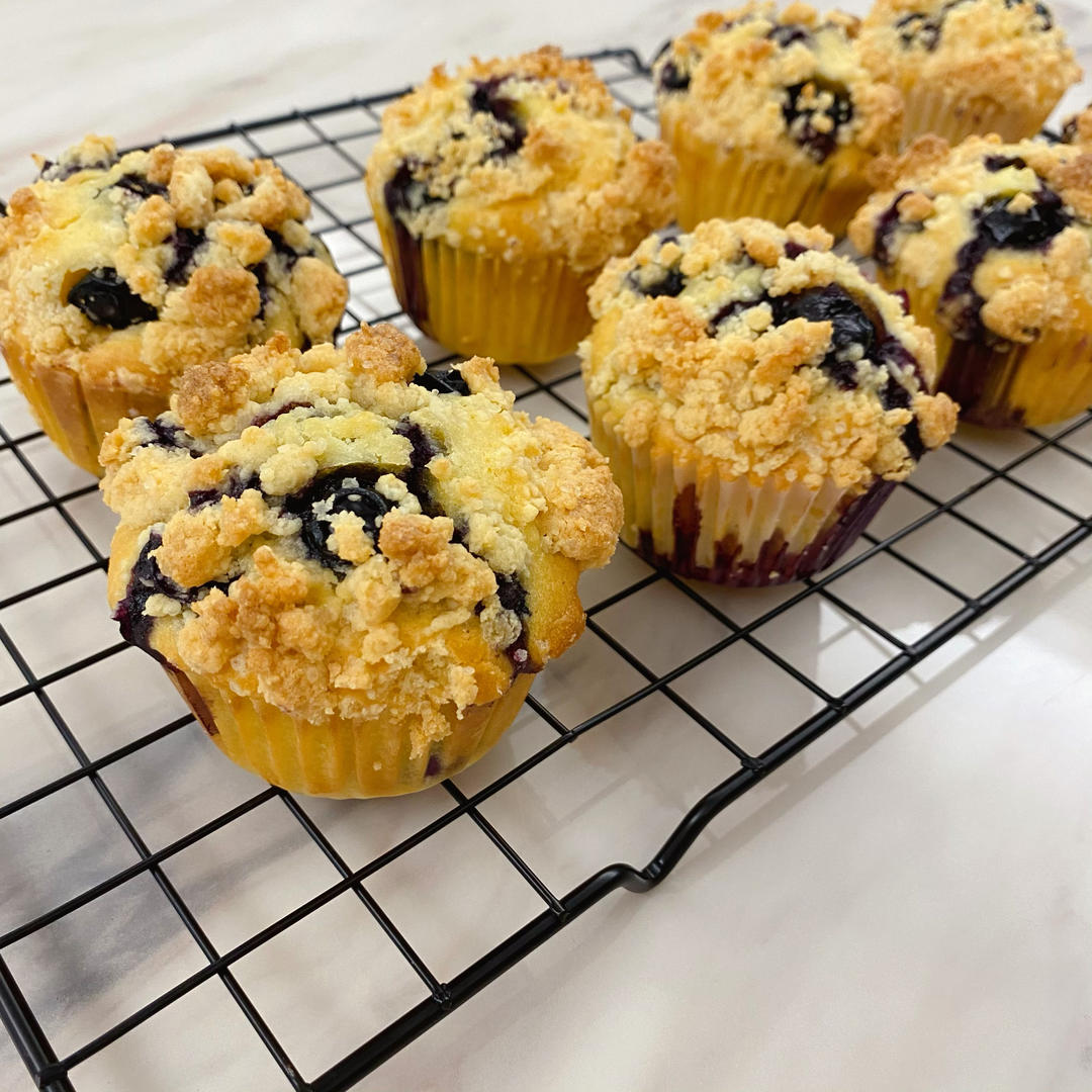 【萌萌大蘑菇头】酥粒蓝莓麦芬