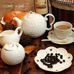 欧式下午茶具单品&套装 纯白浮雕蕾丝餐具