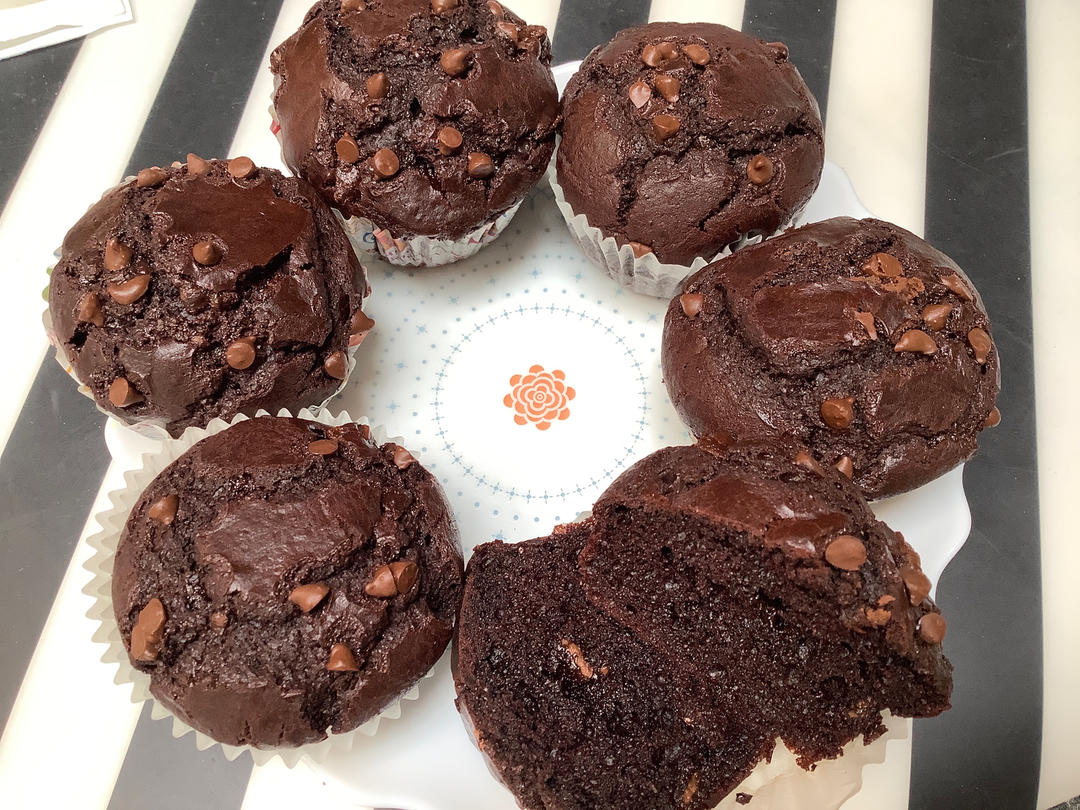 星巴克同款丨巧克力蘑菇头玛芬蛋糕丨免打发零失败