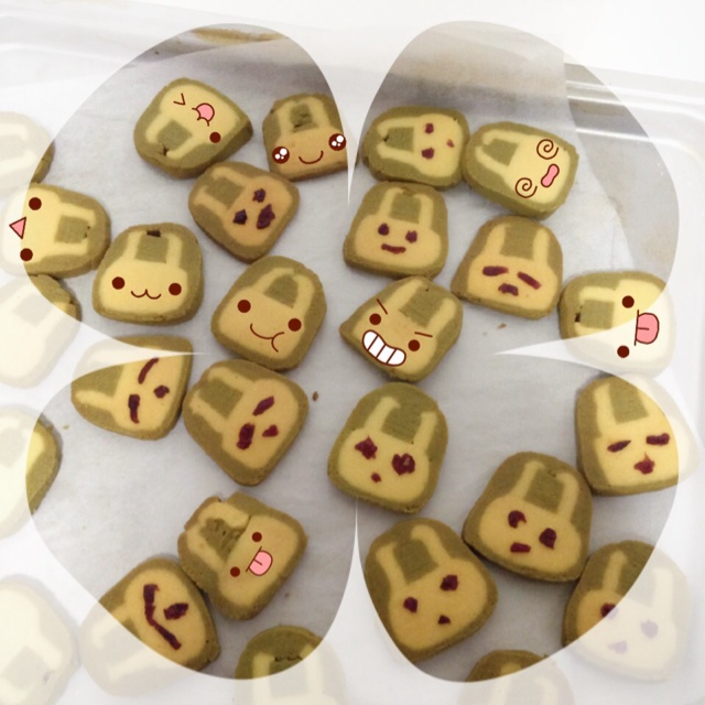 抹茶兔兔曲奇（比熊猫简单！超详细实物图+超良心手绘图）