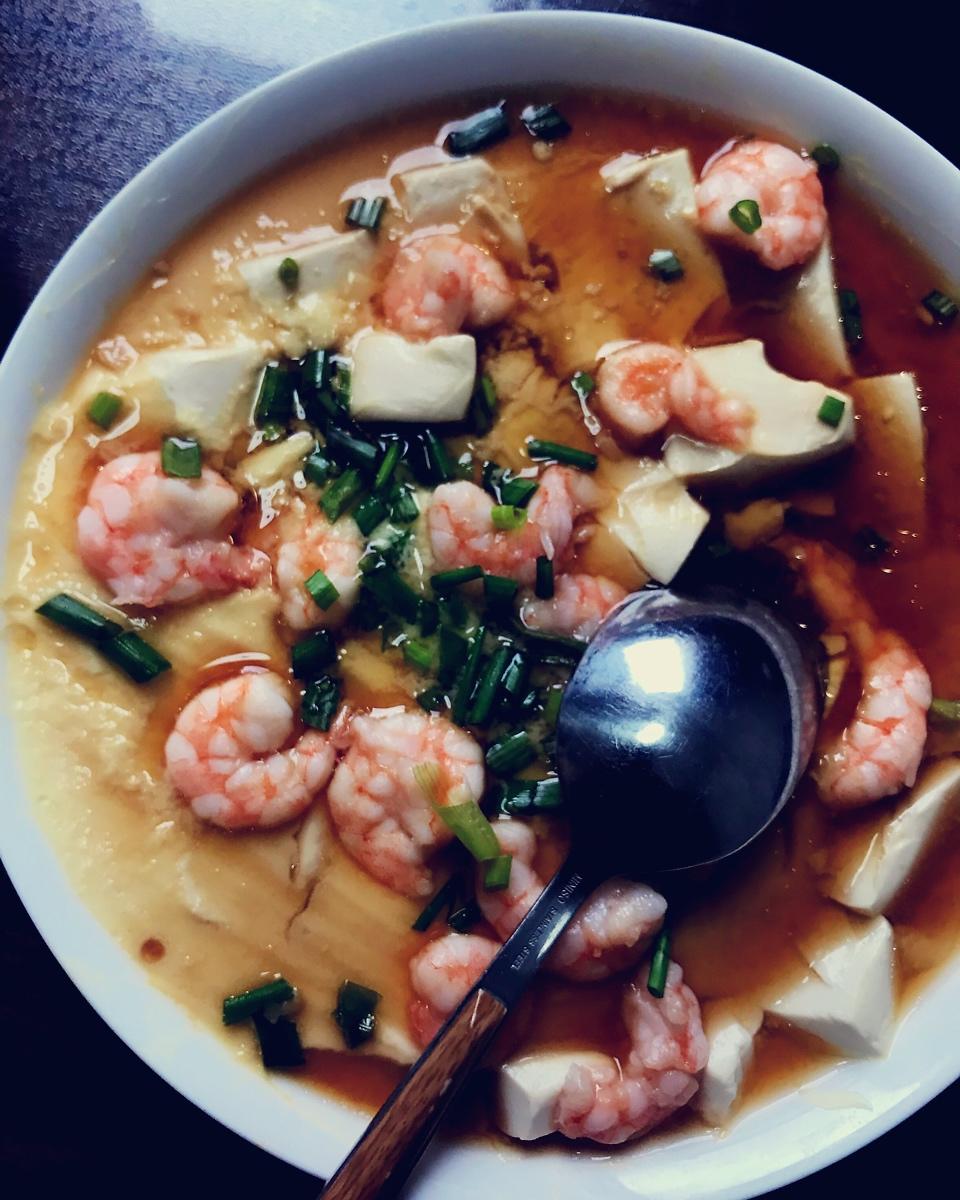 虾仁豆腐蒸水蛋
