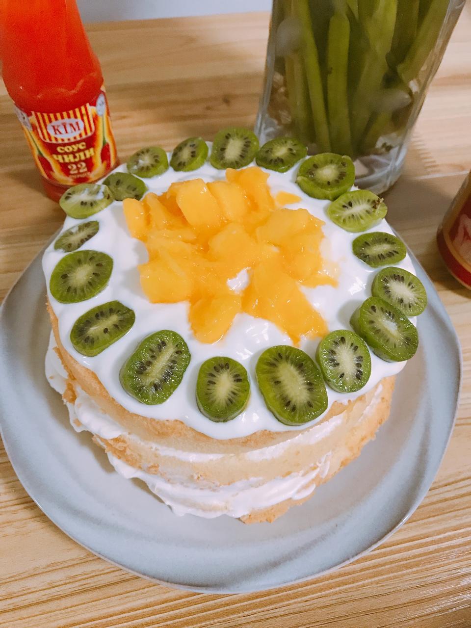 【零失败】不会裱花没关系的水果裸蛋糕 芒果裸蛋糕 完美戚风胚