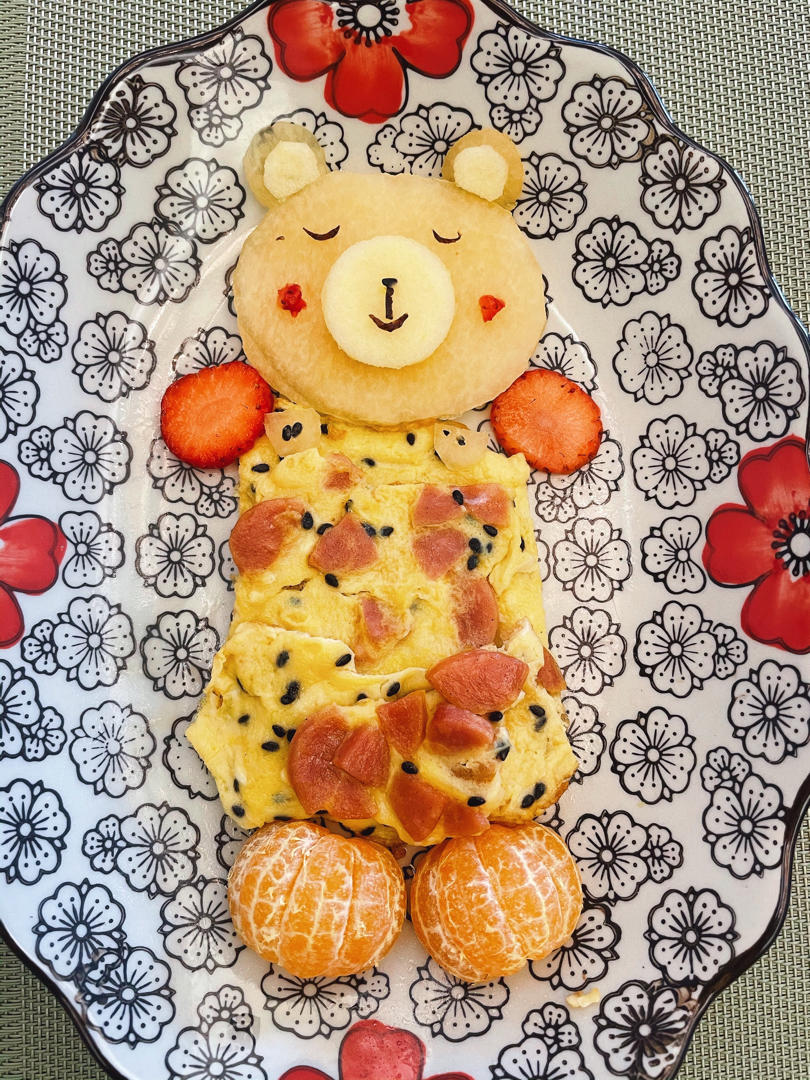 水果卡通创意拼盘-哈密瓜小熊（不用模具）