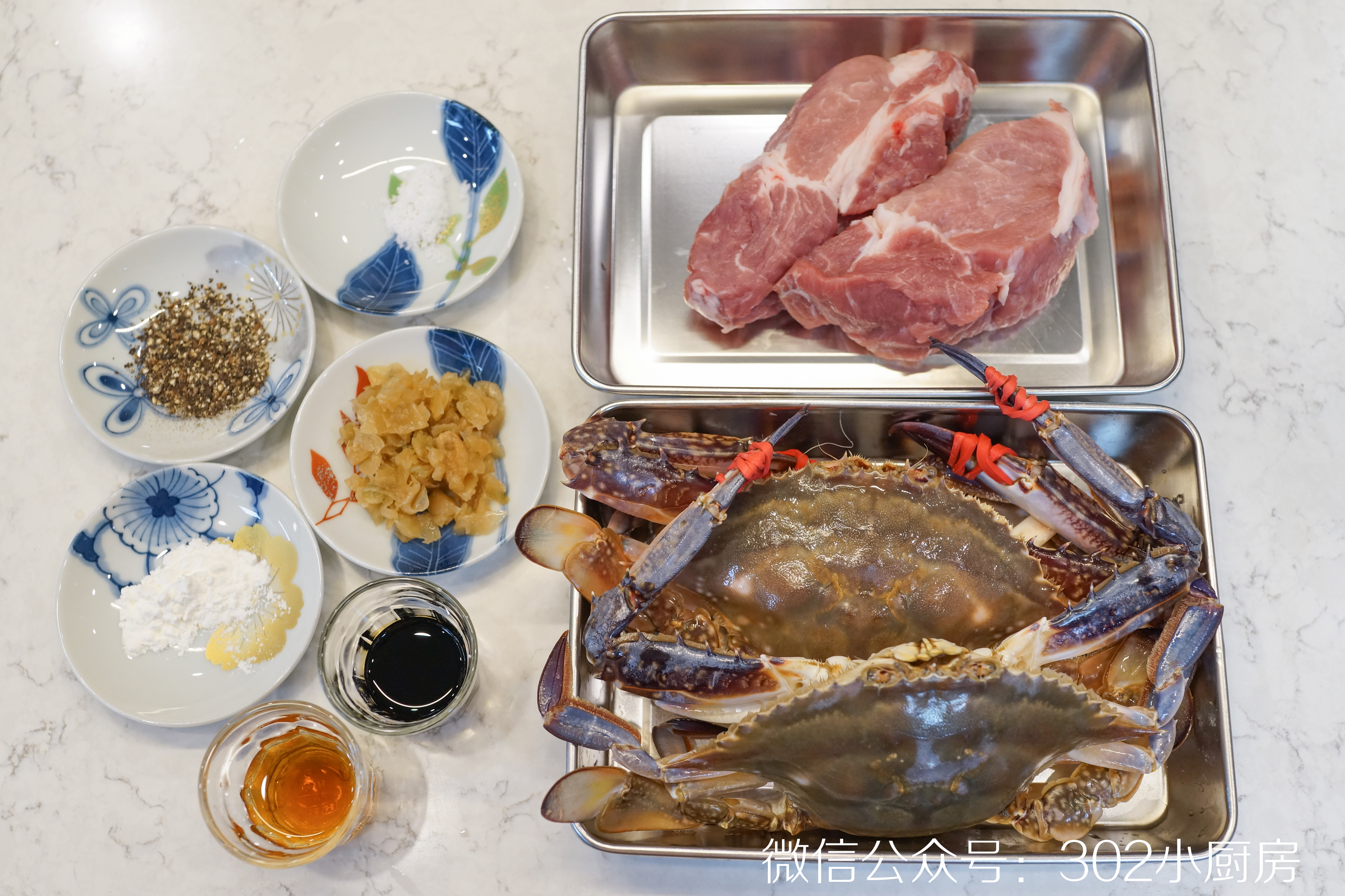梭子蟹蒸肉饼 <302小厨房>的做法 步骤1