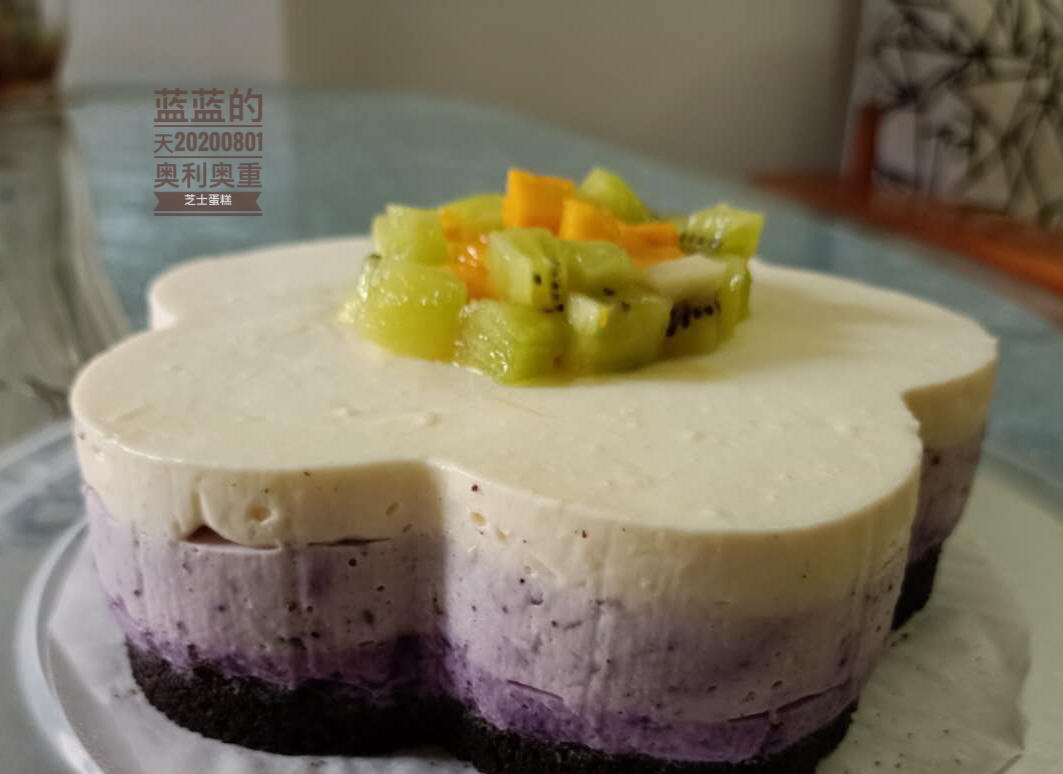 渐变蓝莓冻芝士蛋糕（免烤）