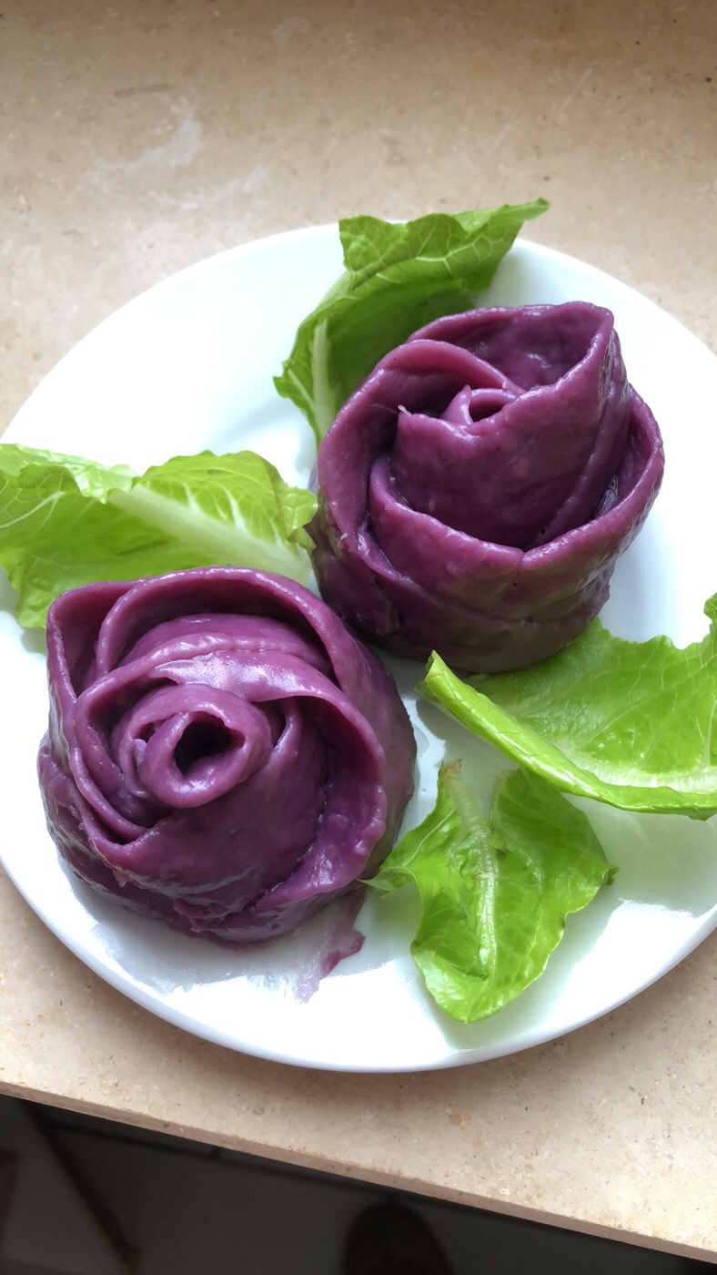 浪漫紫薯玫瑰馒头的做法