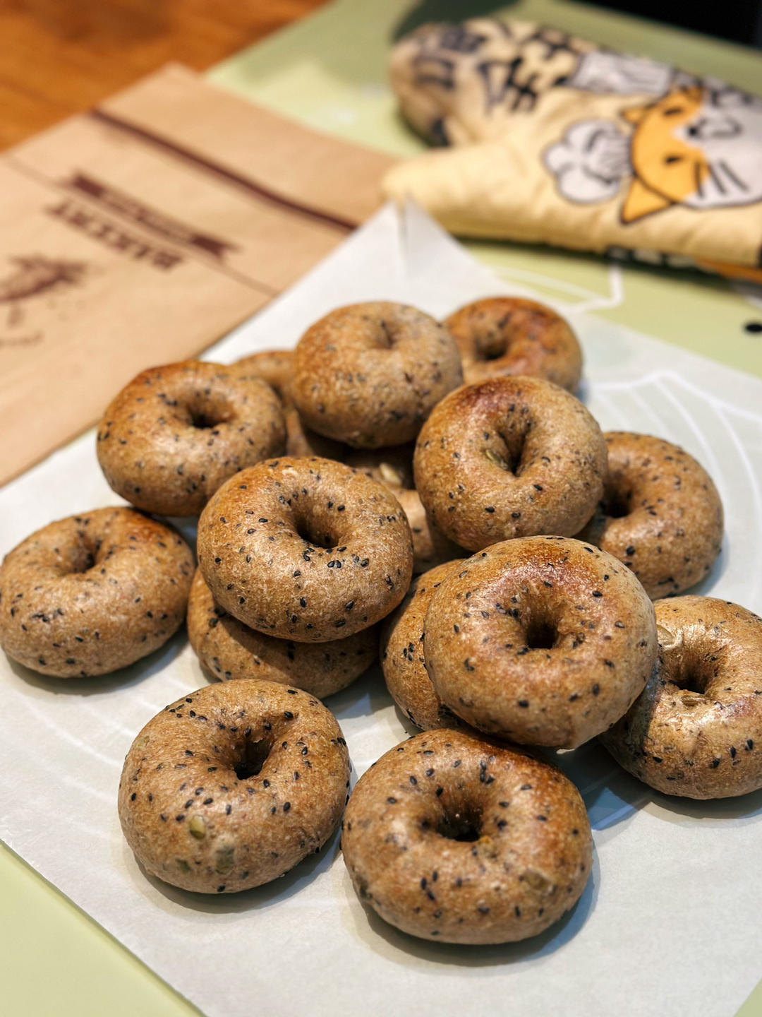 多种子谷物全麦贝果🥯健康低卡｜快手无需手套膜