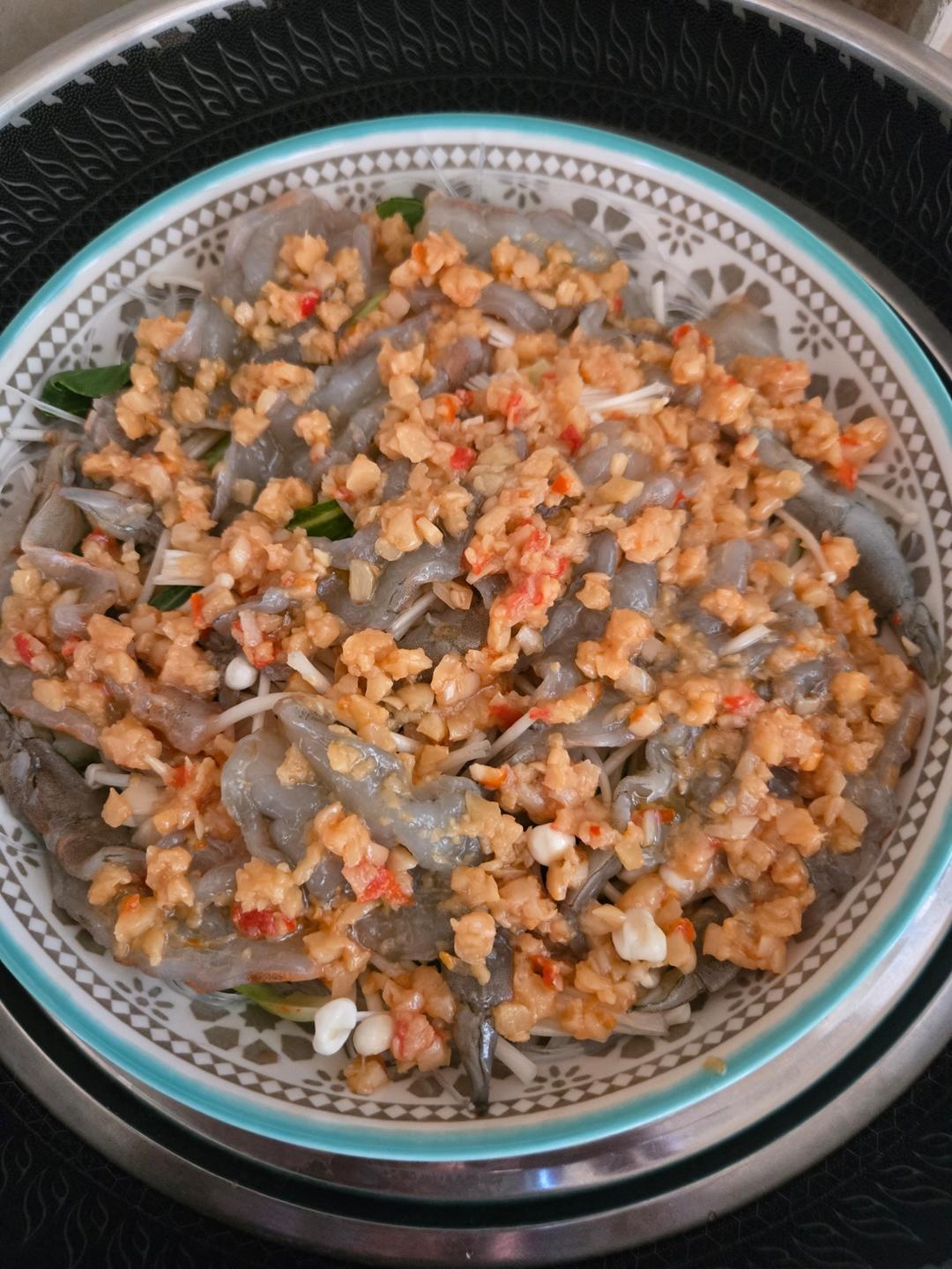 蒜蓉粉丝蒸虾（去虾头版）
