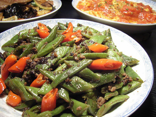 榄菜肉末炒四季豆