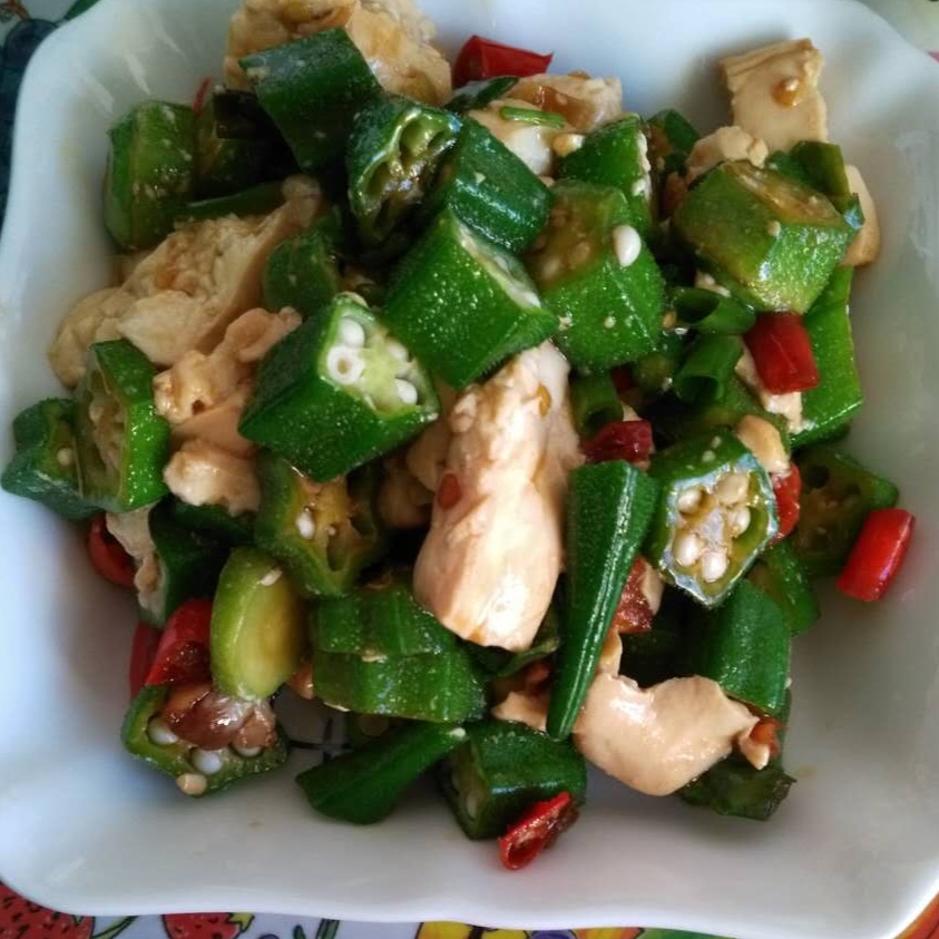 油淋秋葵嫩豆腐