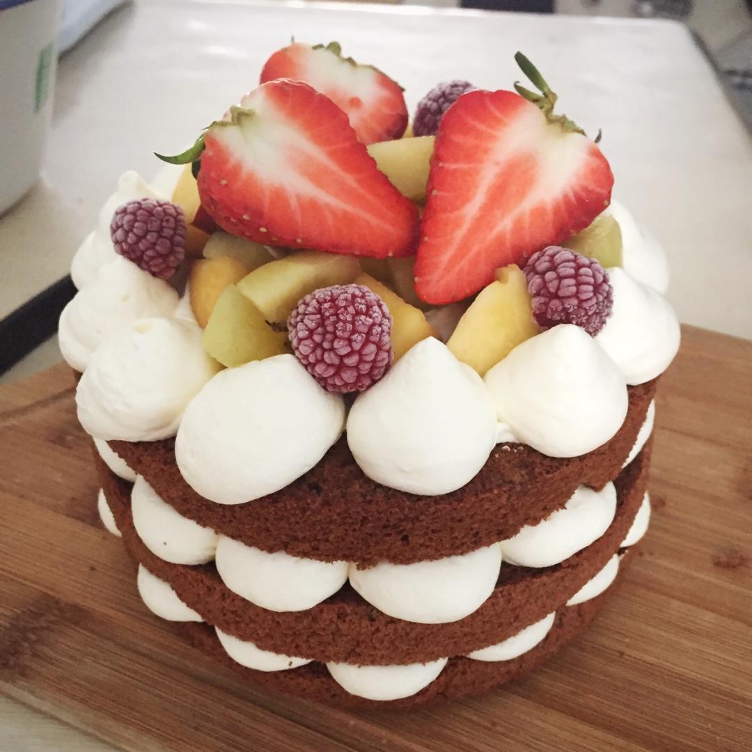 春花-1做的【零失败】不会裱花没关系的水果裸蛋糕 芒果裸蛋糕 完美