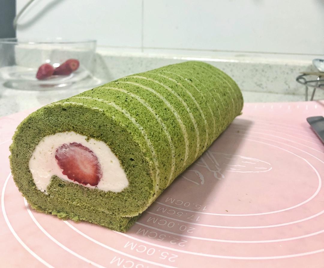 抹茶波点（条纹）蛋糕卷