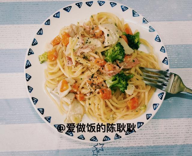 电饭锅食谱：奶油蔬菜培根意面的做法