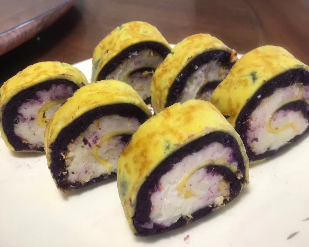 紫薯肉松卷的做法
