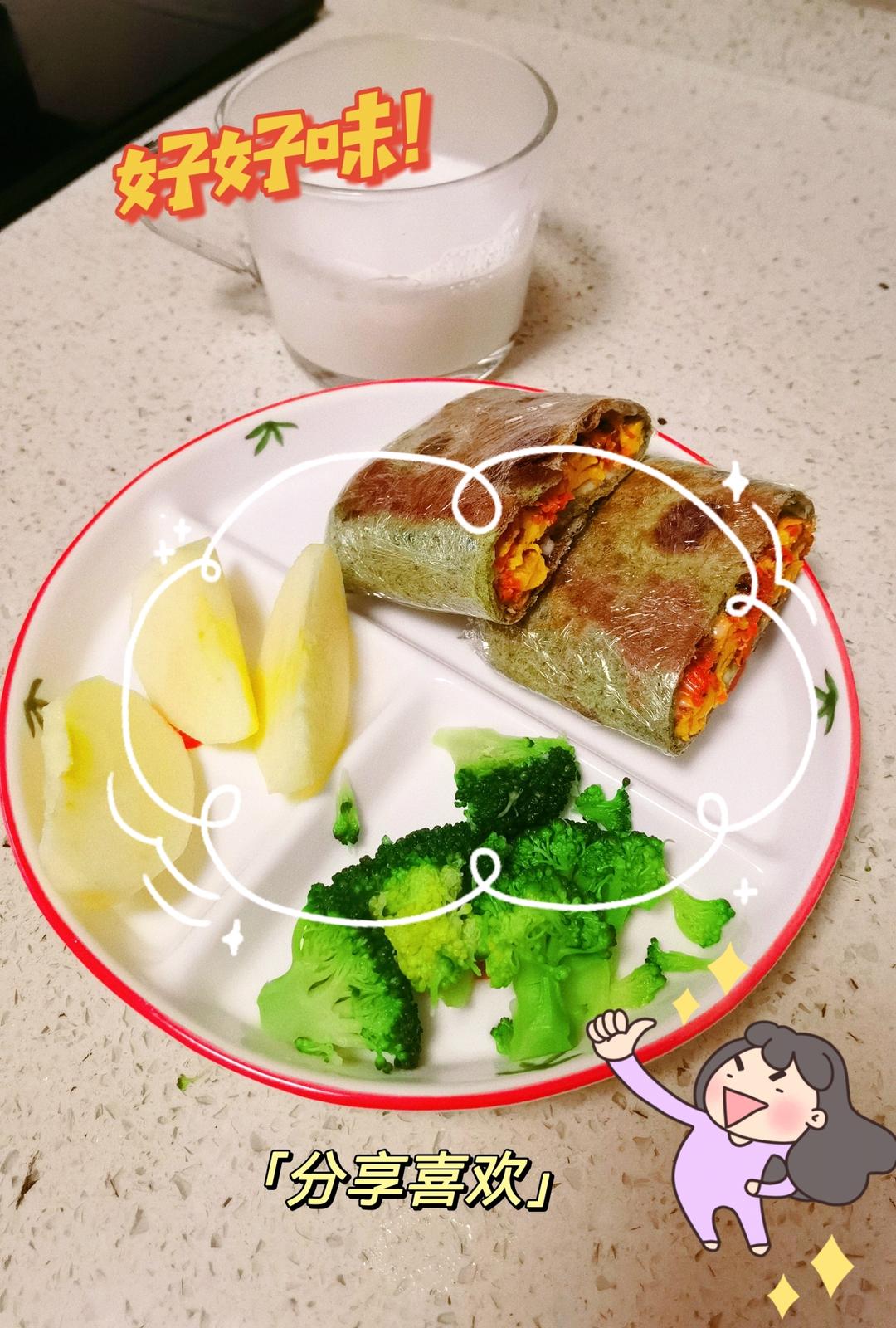 元气早餐！万能菠菜卷饼🌯芝士鸡蛋菠菜卷饼