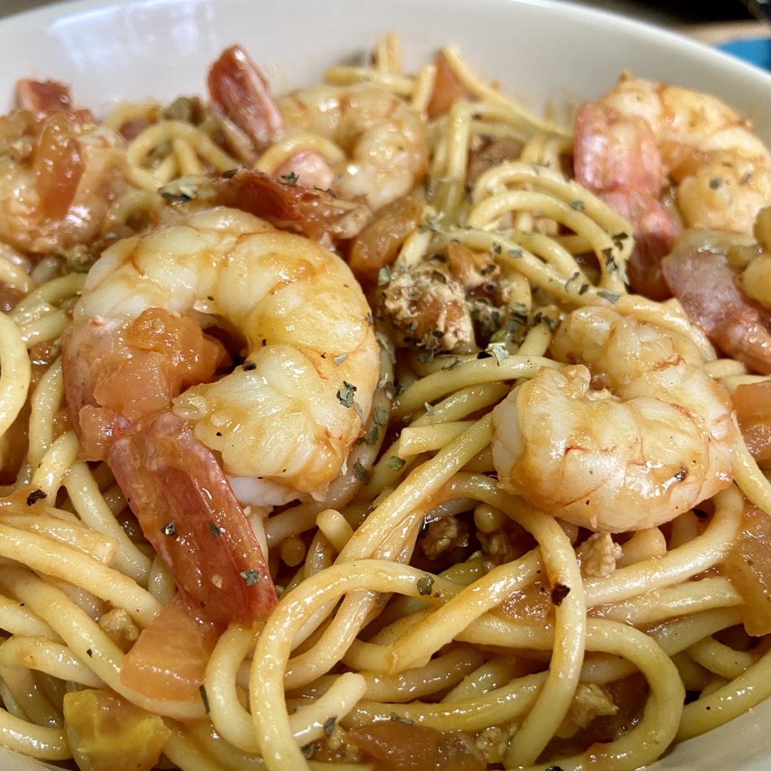 虾仁蕃茄意大利面