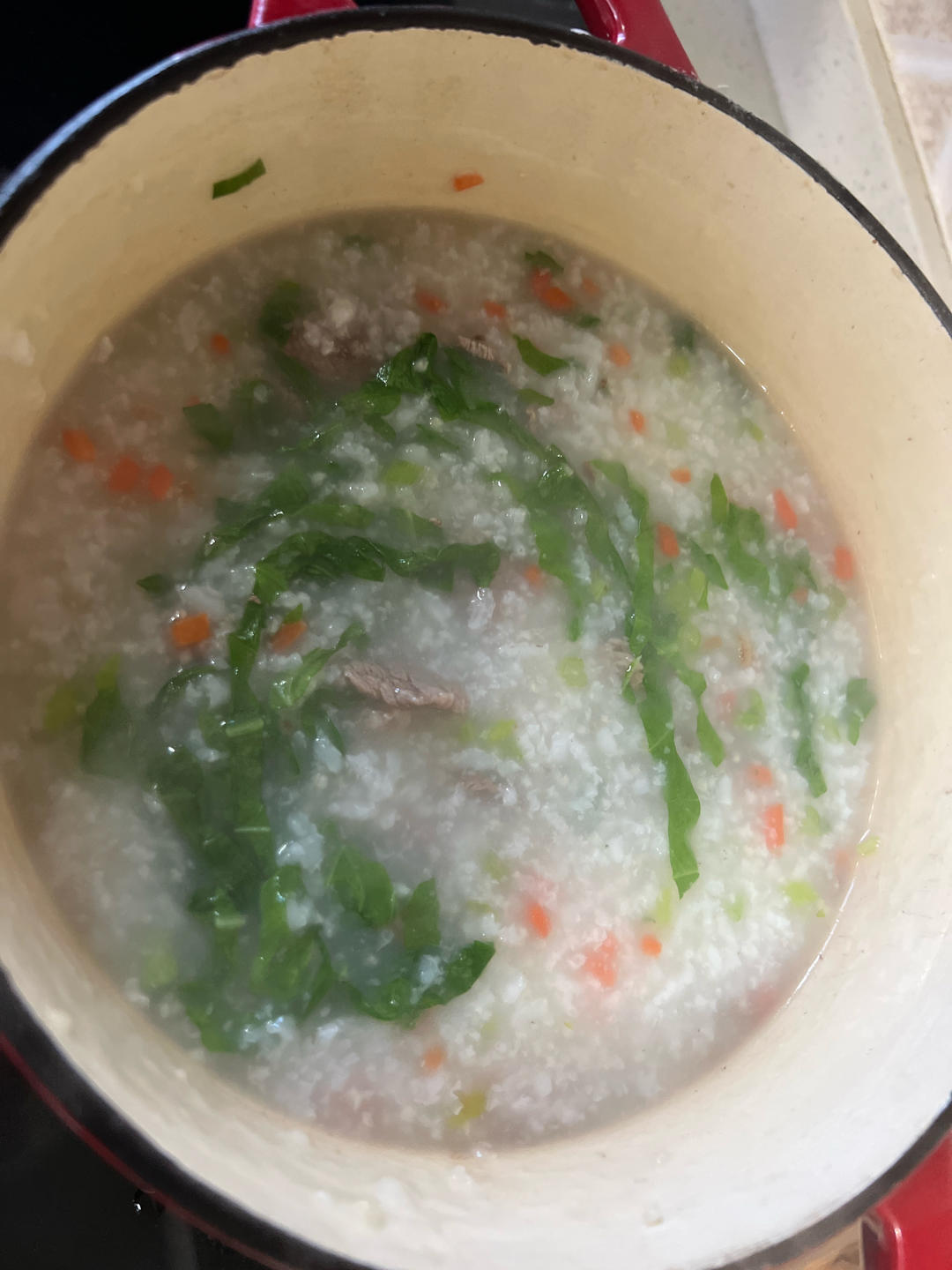 简单方便营养的—牛肉蔬菜粥