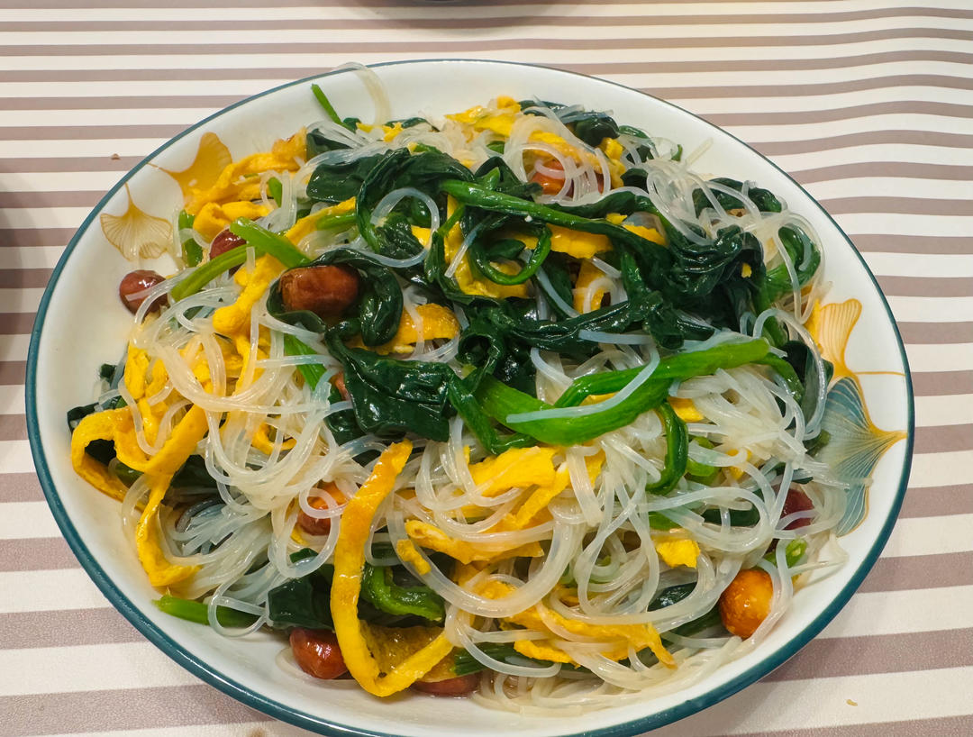 凉拌粉丝菠菜