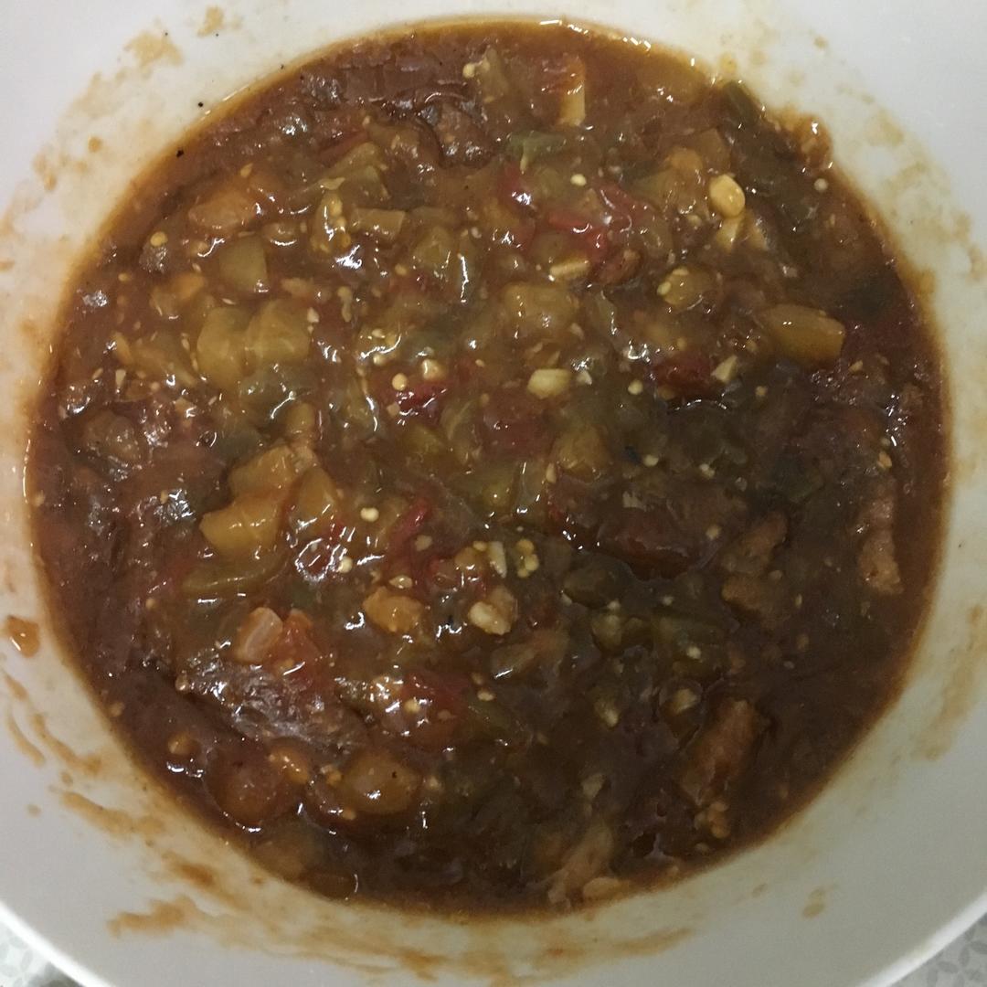 茄子肉丁打卤面