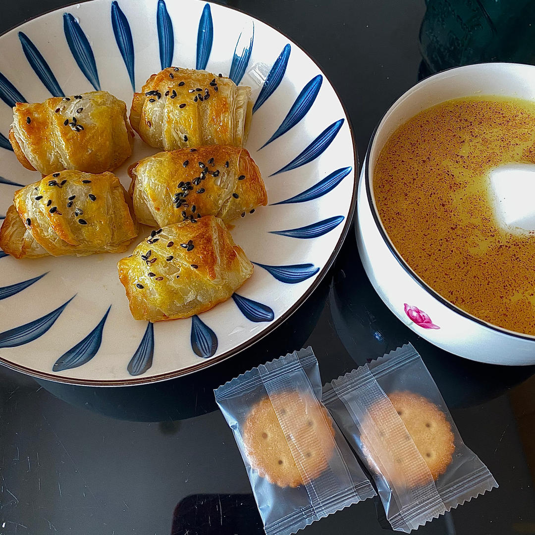 快手早餐：手抓饼变可颂面包（空气炸锅）