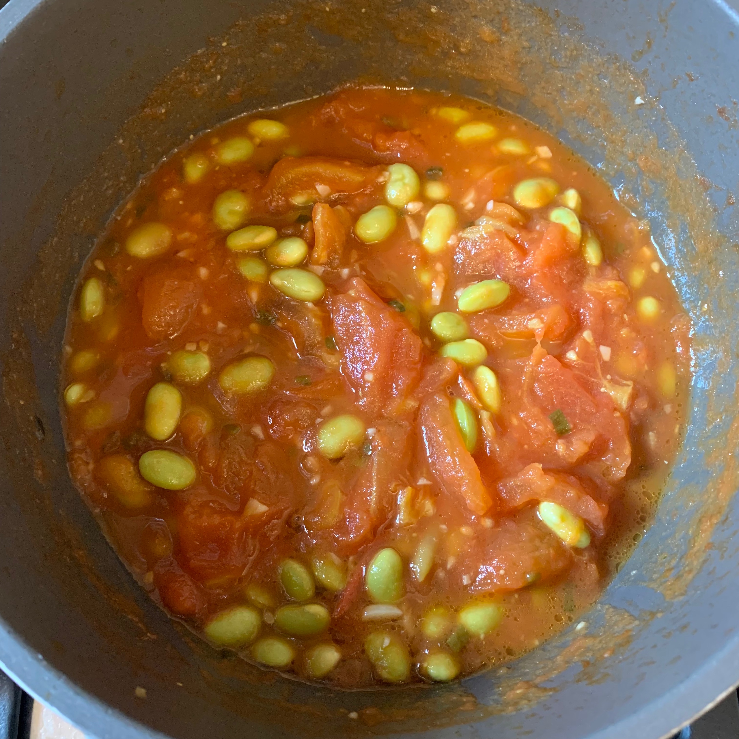 『独食笔记』超下饭素菜．番茄烧毛豆的做法 步骤4