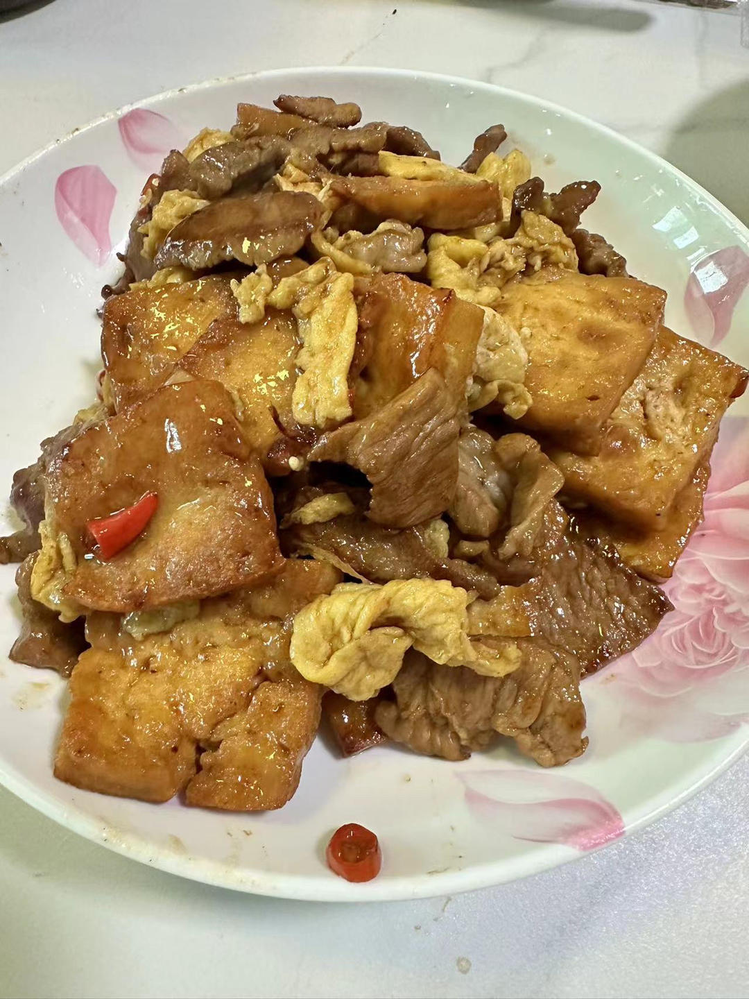 家常煎豆腐炒肉