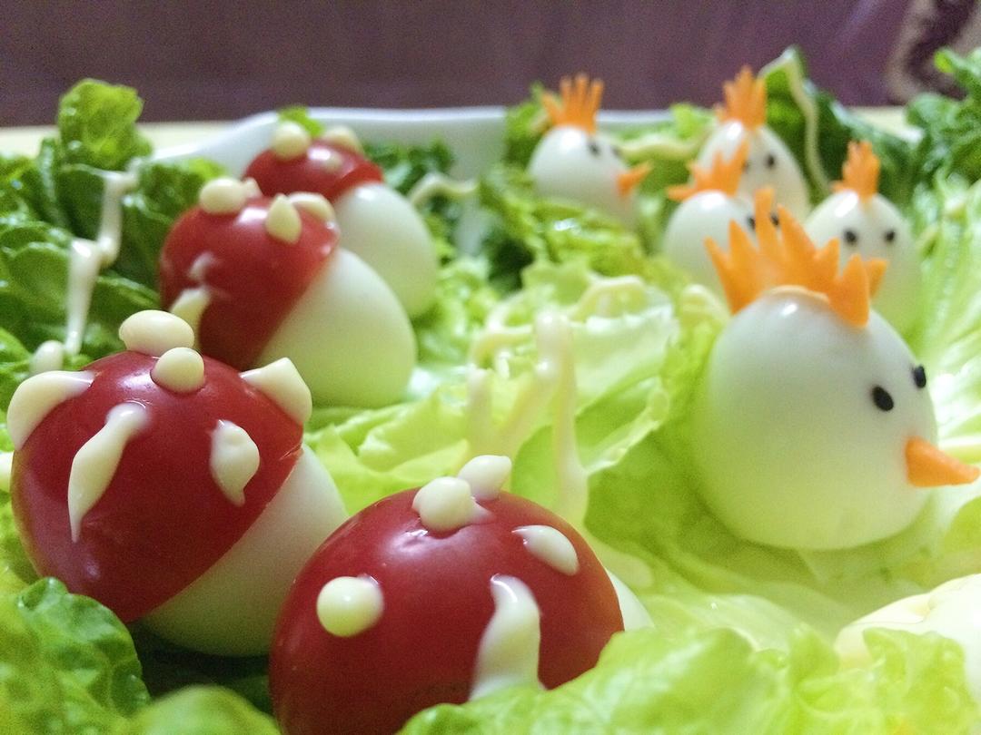 鹌鹑蛋变身蘑菇沙拉