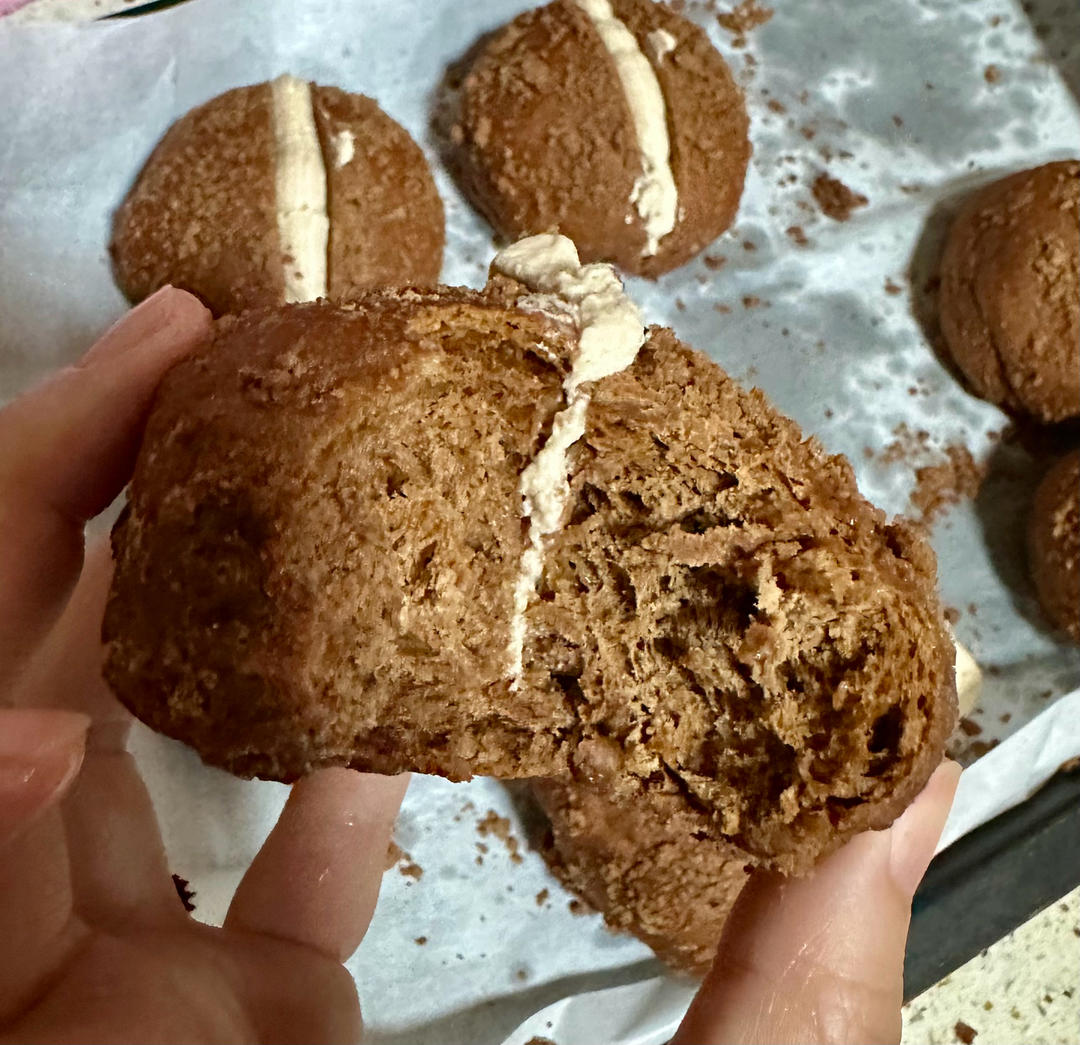 🍫可可酥粒奶油面包 | 巧克力脑袋不容错过