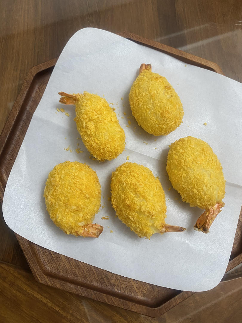 年夜饭菜单--香脆黄金芝士土豆泥虾球