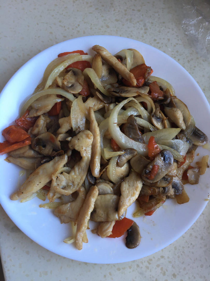 口菇炒肉片